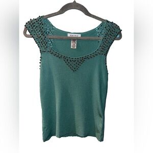 Nine West Teal Beaded Women's Blouse